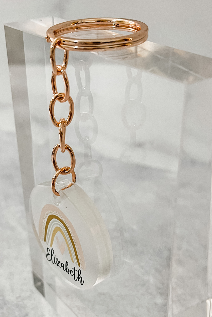 HOPE Personalised Keyring keychain gift print rose gold gold silver acrylic epoxy fashion