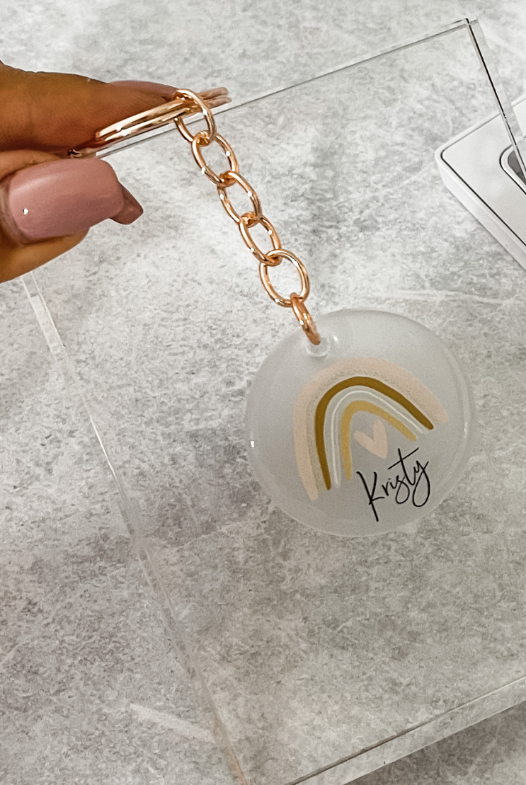 HOPE Personalised Keyring keychain gift print rose gold gold silver acrylic epoxy fashion