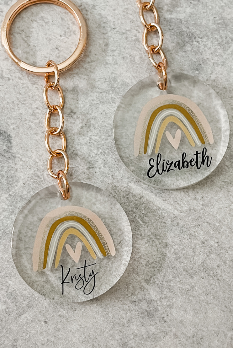 HOPE Personalised Keyring keychain gift print rose gold gold silver acrylic epoxy fashion