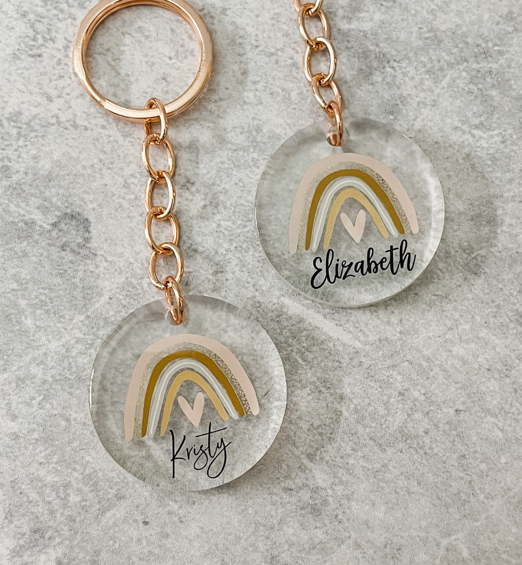 HOPE Personalised Keyring keychain gift print rose gold gold silver acrylic epoxy fashion