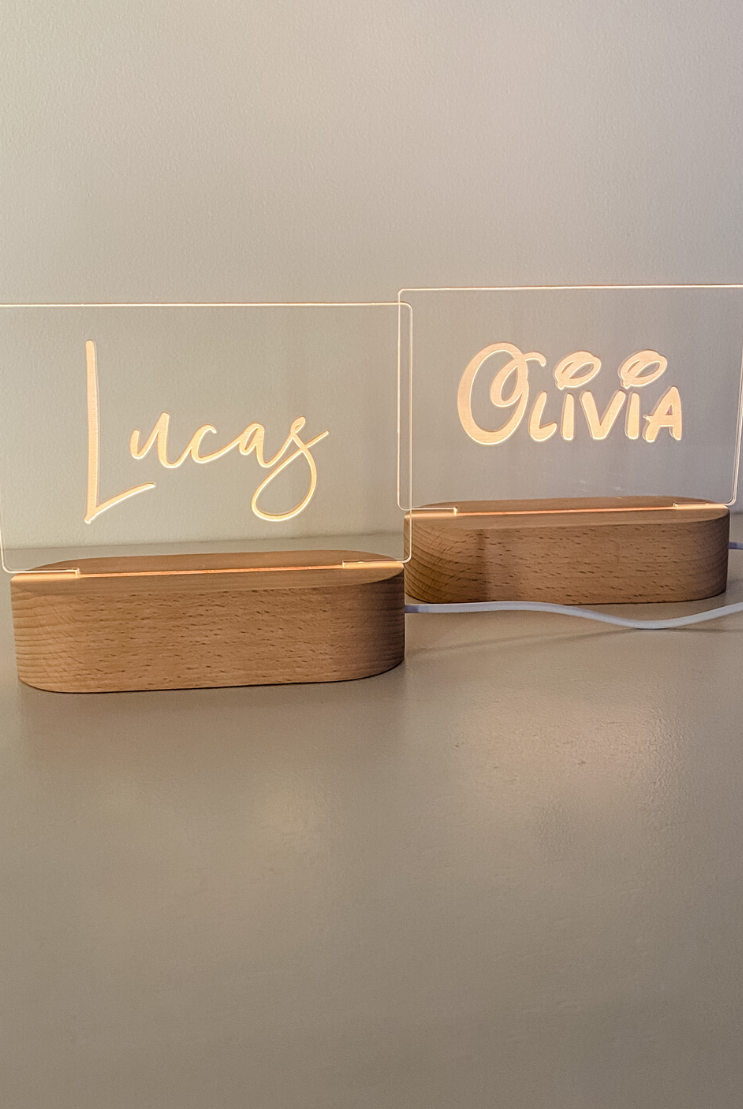 Personalised LED Timber Base Night Light