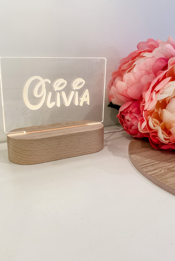Personalised LED Timber Base Night Light