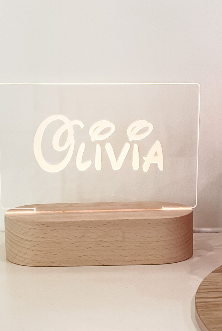 Personalised LED Timber Base Night Light