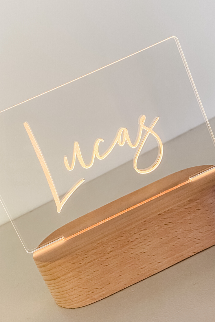 Personalised LED Timber Base Night Light