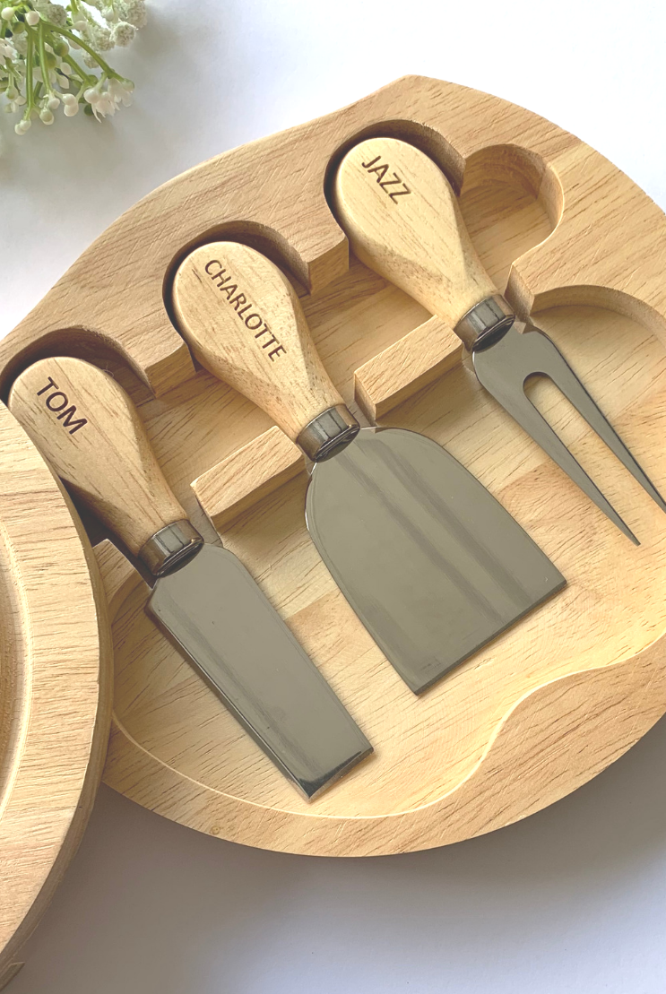 Personalised Round Swivel Cheese Board Sets