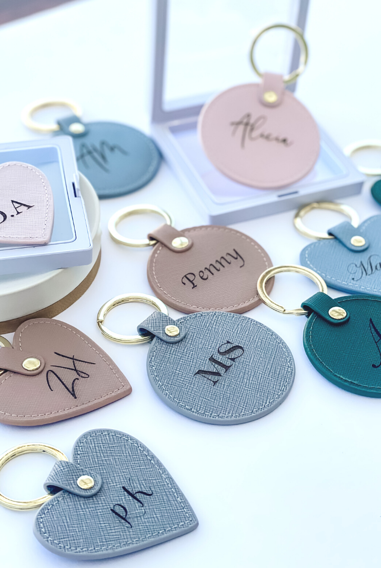 personalised luxury leather keyring keychain key