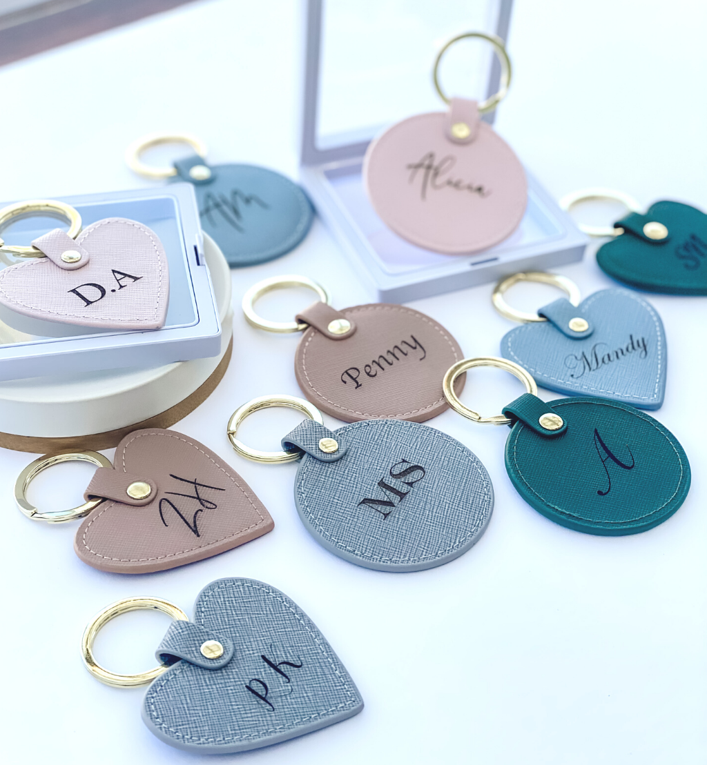 personalised luxury leather keyring keychain key