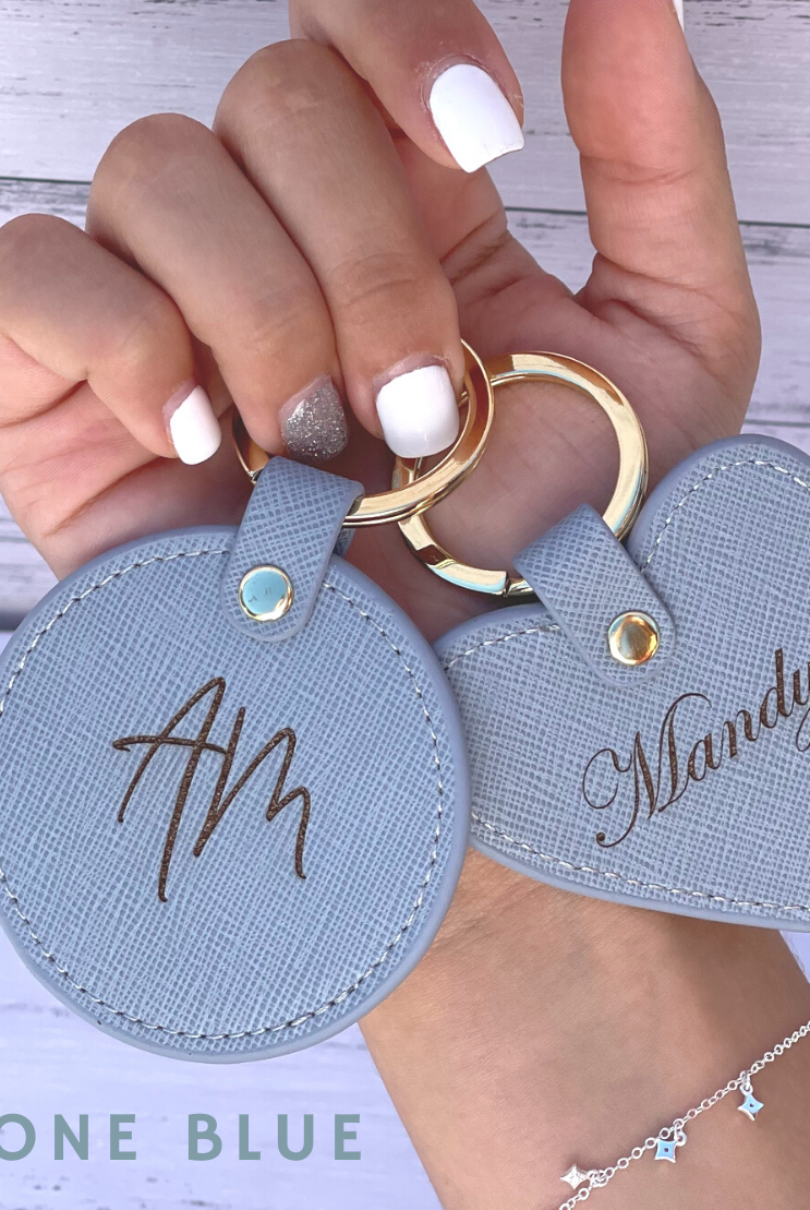 personalised luxury leather keyring keychain key