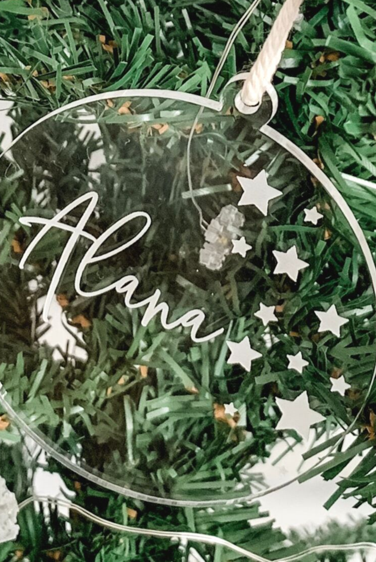 PERSONALISED SOLID ROUND CHRISTMAS ORNAMENT CLEAR