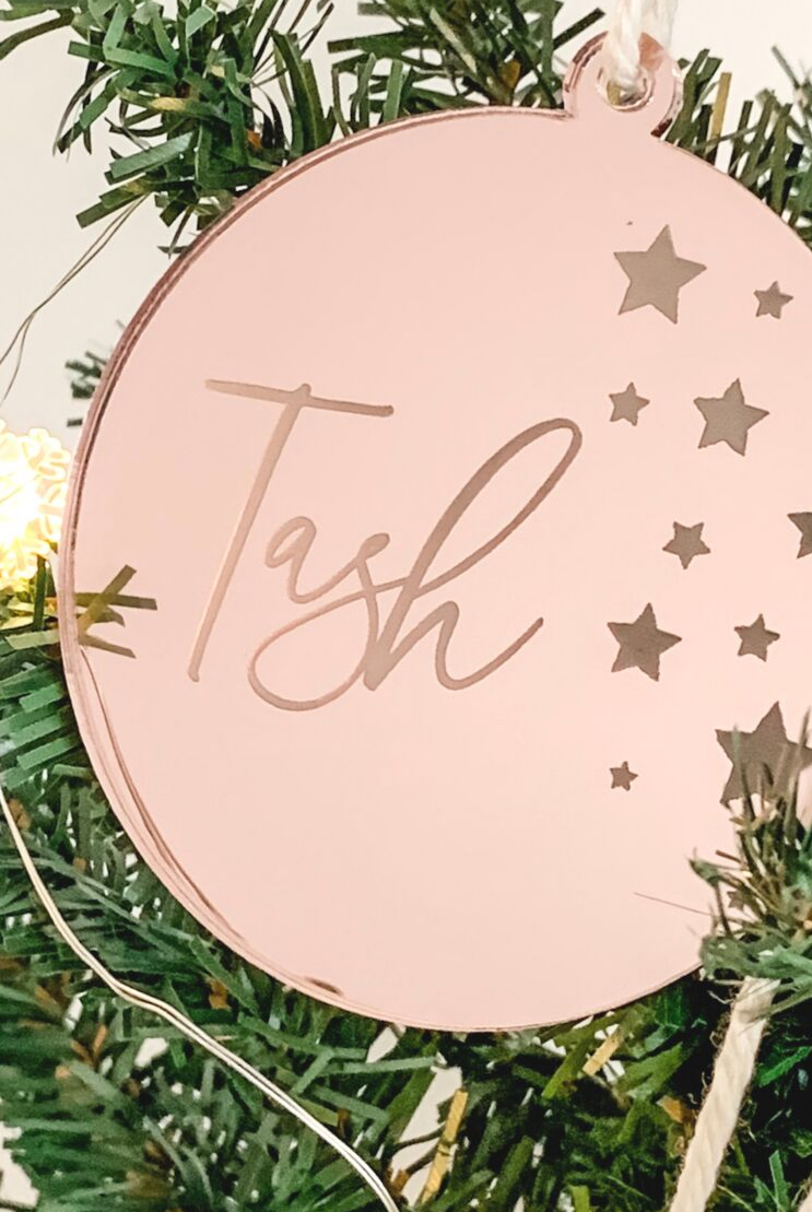 PERSONALISED SOLID ROUND CHRISTMAS ORNAMENT ROSE GOLD