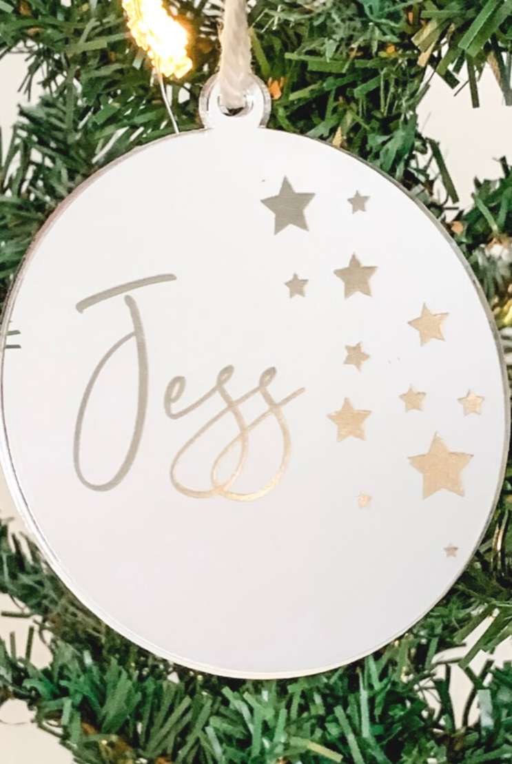 PERSONALISED SOLID ROUND CHRISTMAS ORNAMENT SILVER