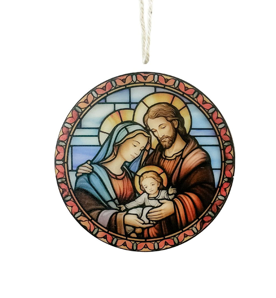Stained Glass-Inspired Round Christmas Ornament