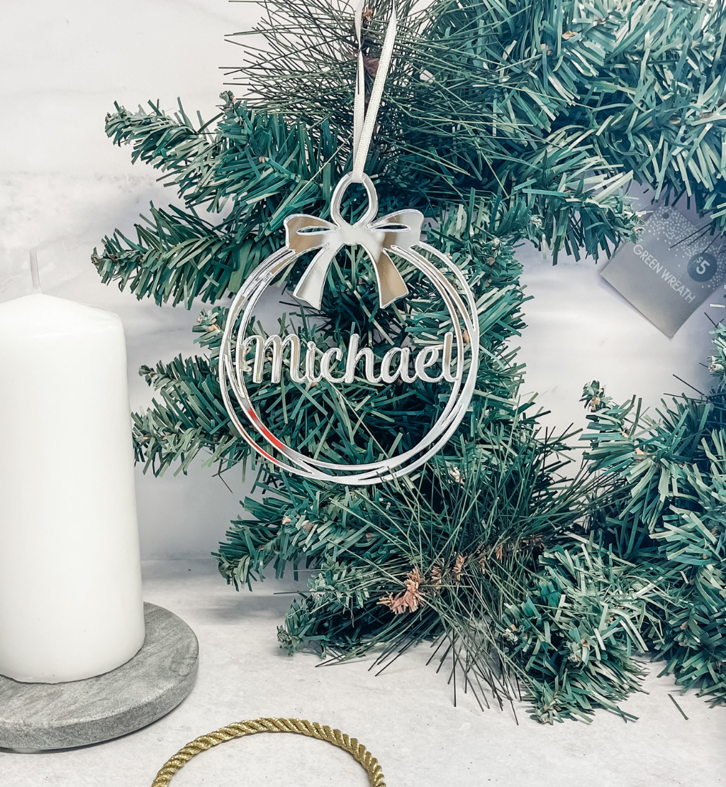 Peronalised Ribbon Bauble Ornament