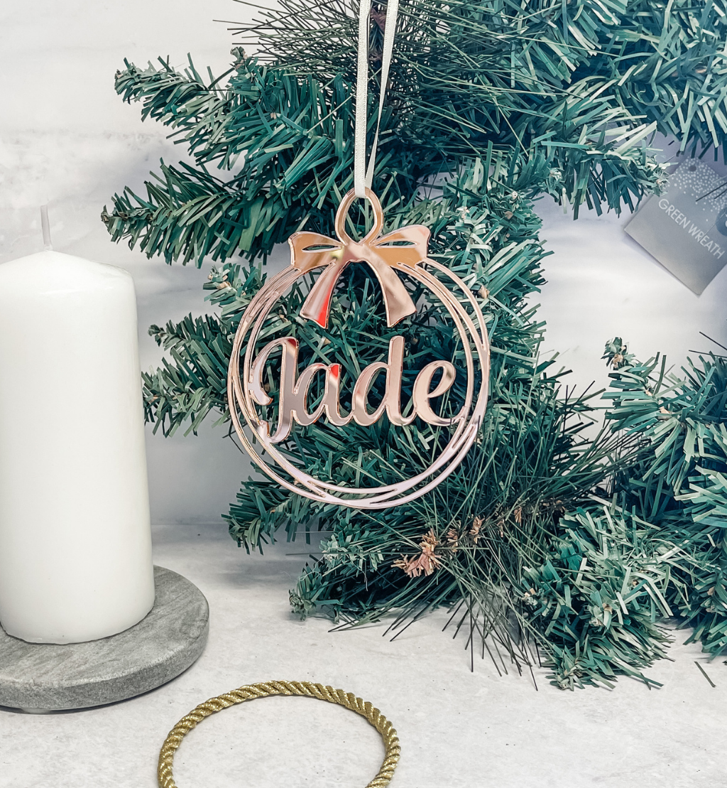 Peronalised Ribbon Bauble Ornament