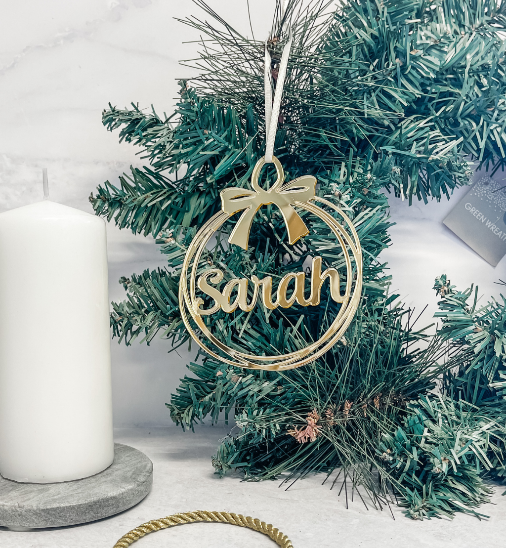 Peronalised Ribbon Bauble Ornament