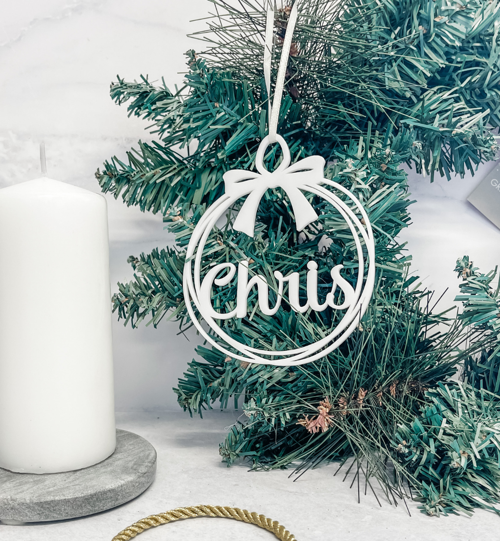 Peronalised Ribbon Bauble Ornament