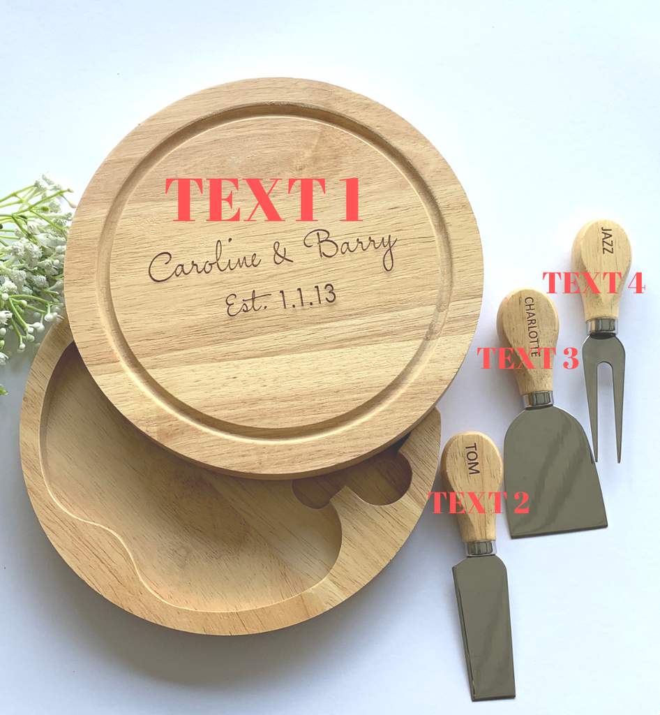 Personalised Round Swivel Cheese Board Sets