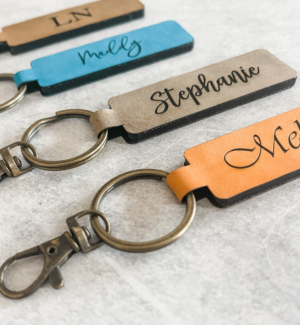 Personalised Leatherette Keyring Keychain