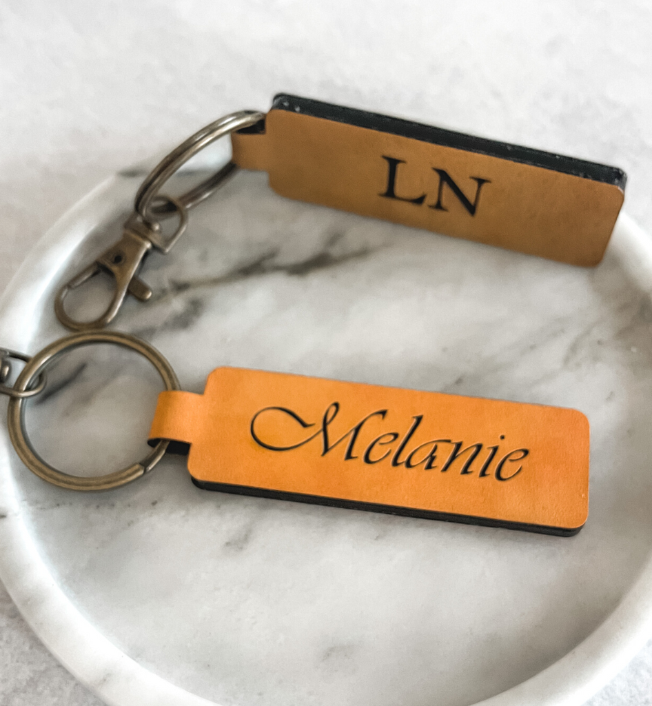 Personalised Leatherette Keyring Keychain