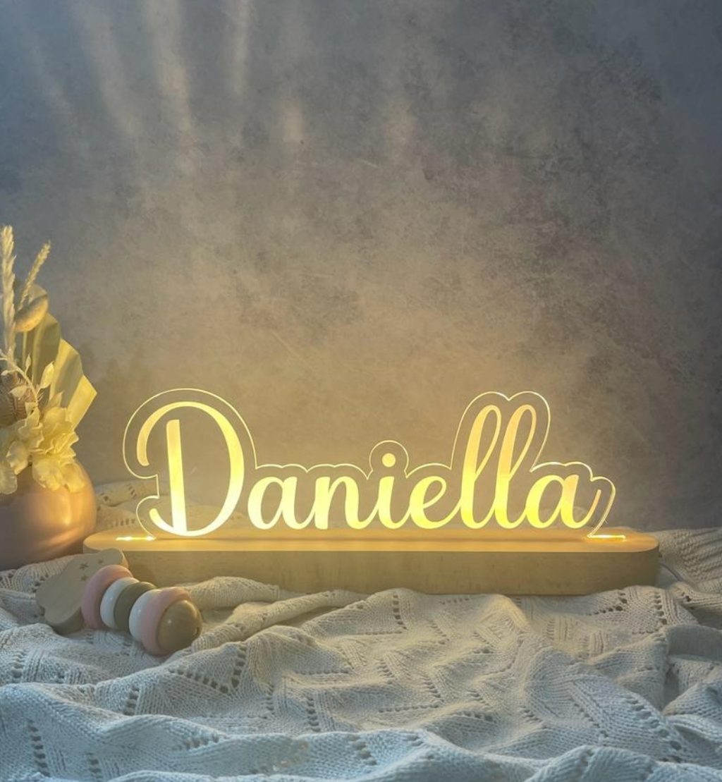 Large Personalised LED Timber Base Night Light