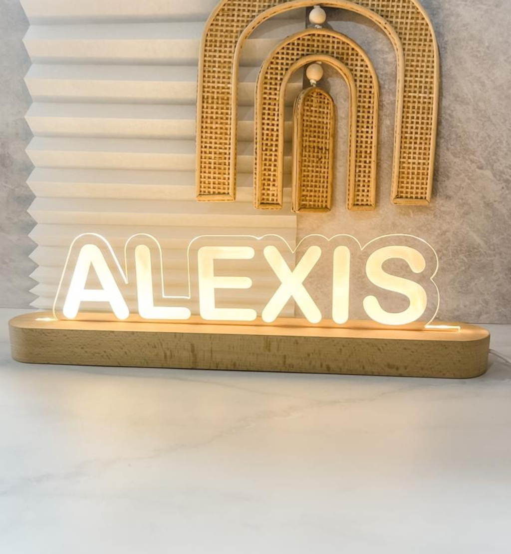 Large Personalised LED Timber Base Night Light