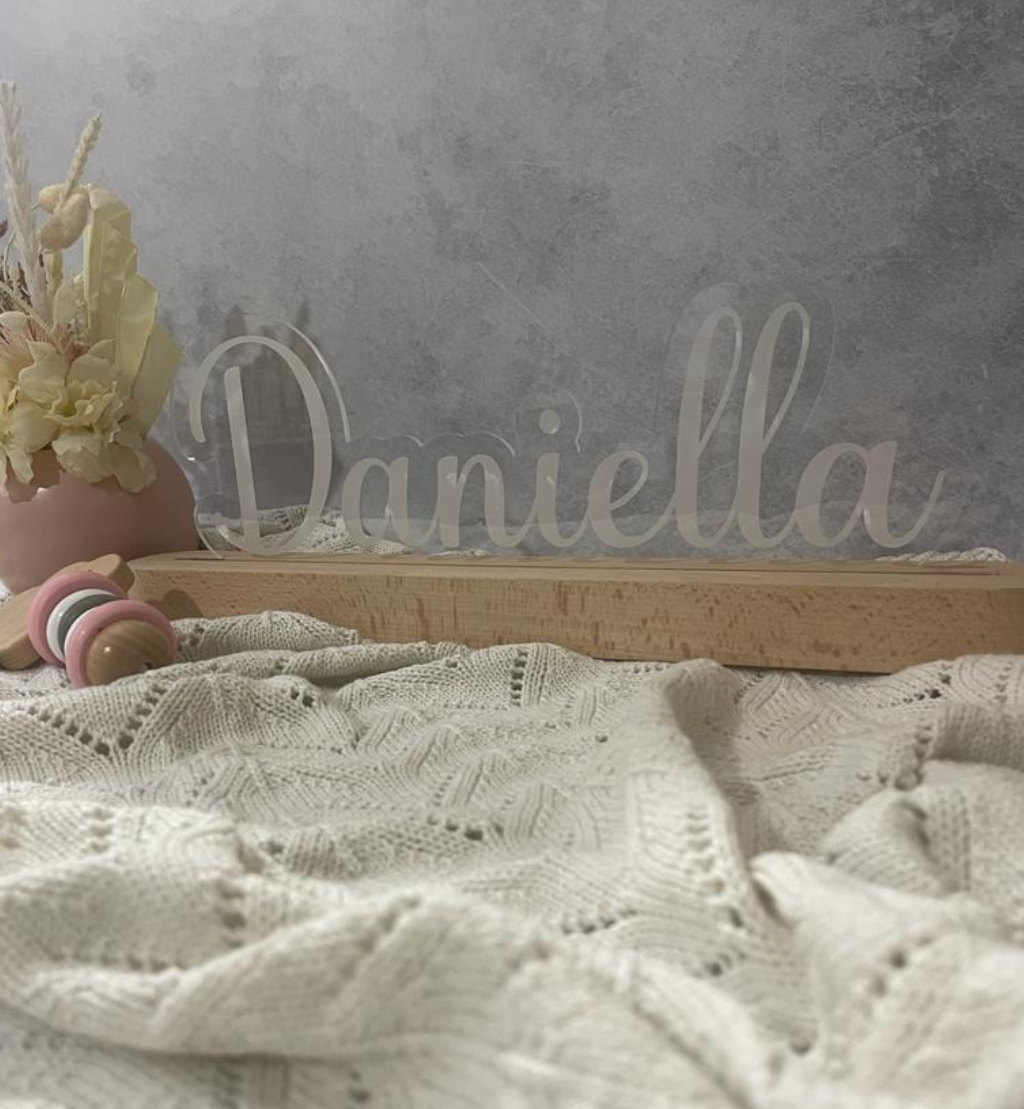 Large Personalised LED Timber Base Night Light