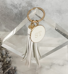 personalised leather tassel keyring keychain 