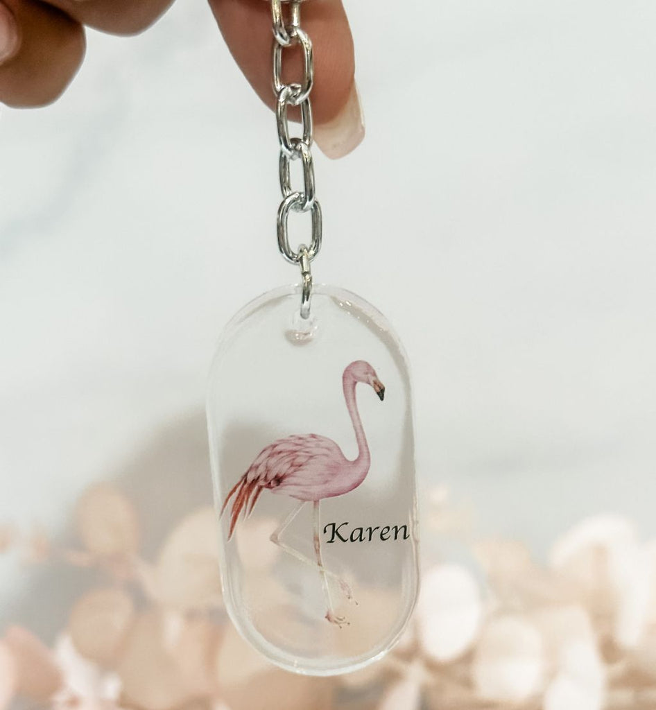 Personalised Flamingo Keyring