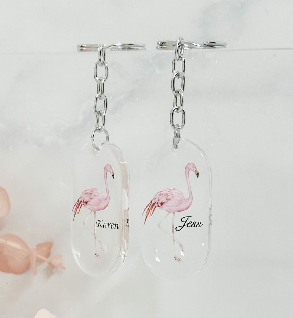 Personalised Flamingo Keyring