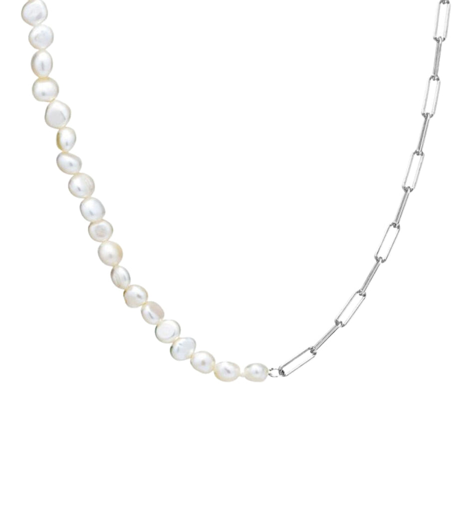 Oblong & Pearl Necklace