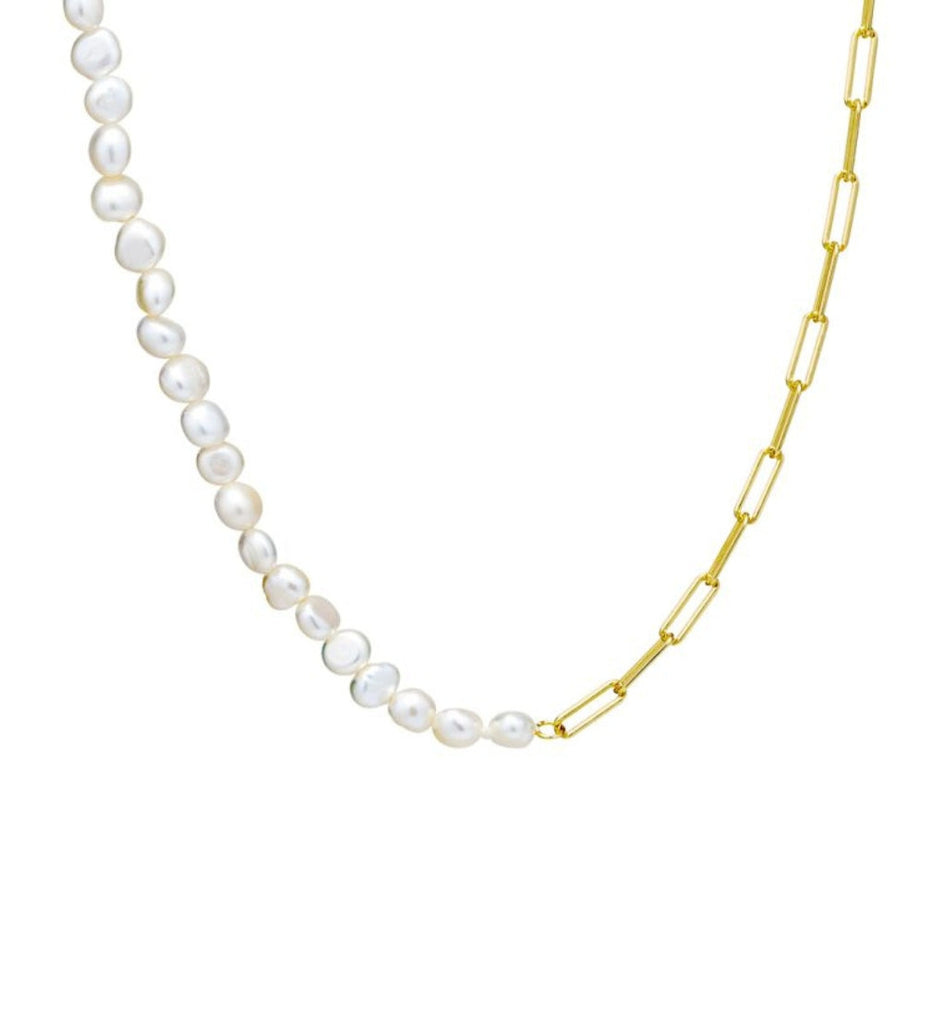 Oblong & Pearl Necklace