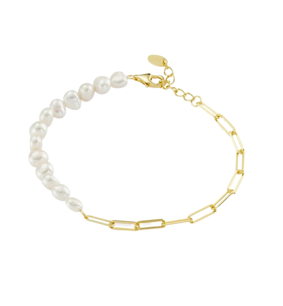 Oblong & Pearl Bracelet