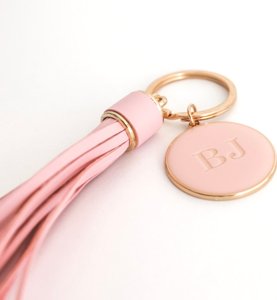 personalised leather tassel keyring keychain 