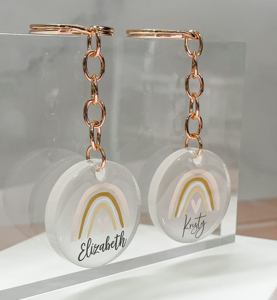 HOPE Personalised Keyring keychain gift print rose gold gold silver acrylic epoxy fashion