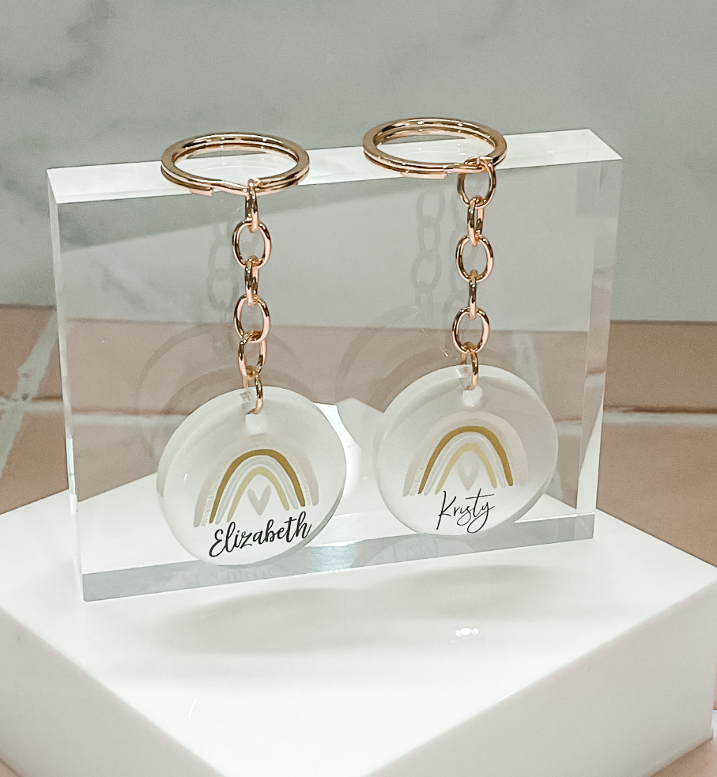 HOPE Personalised Keyring keychain gift print rose gold gold silver acrylic epoxy fashion