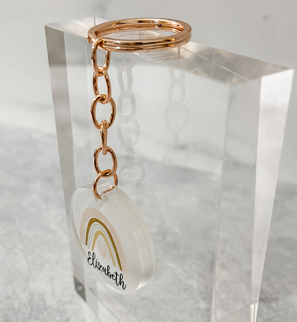 HOPE Personalised Keyring keychain gift print rose gold gold silver acrylic epoxy fashion