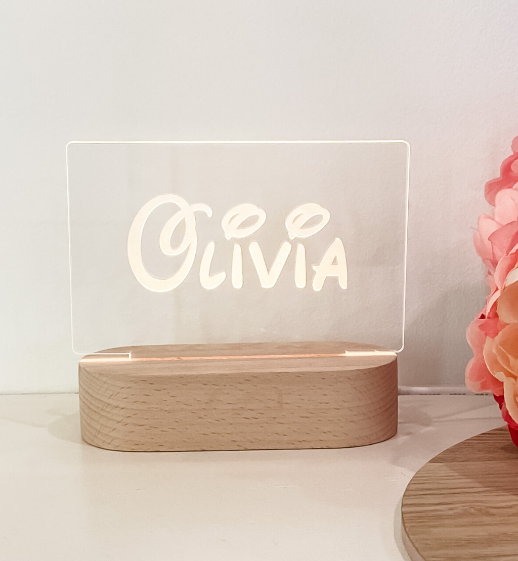 Personalised LED Timber Base Night Light