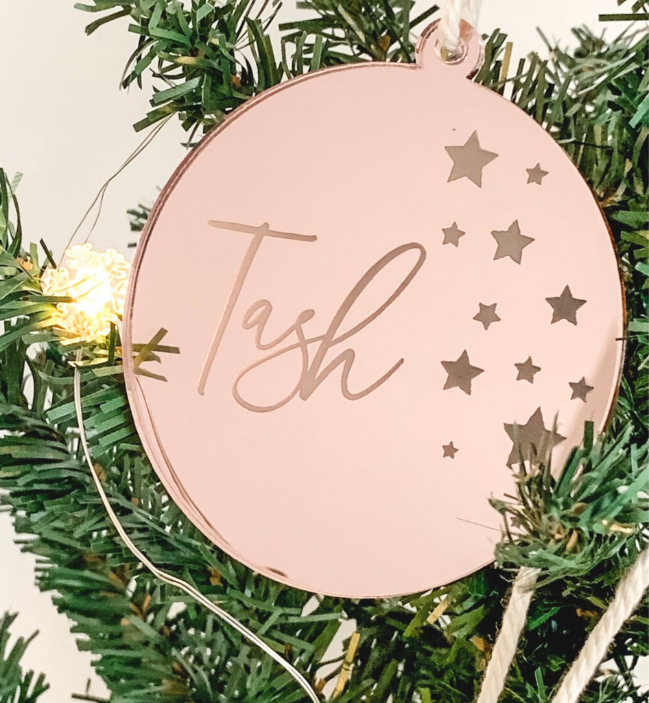 PERSONALISED SOLID ROUND CHRISTMAS ORNAMENT ROSE GOLD